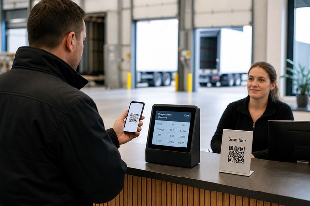 Voorbeeld van een digitale check-in op de werkvloer